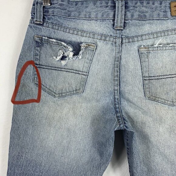 Hydraulic 7/8 Distressed Jean Shorts Light Wash Denim Mid Length 10" Inseam - Picture 3 of 7